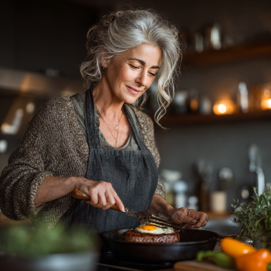 Здорові люди старшого віку готують корисну їжу